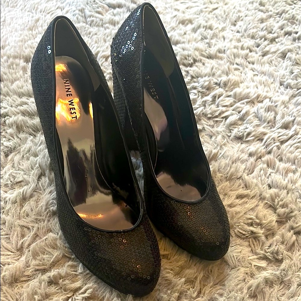 Nine West Black Sequin Women's Shoes